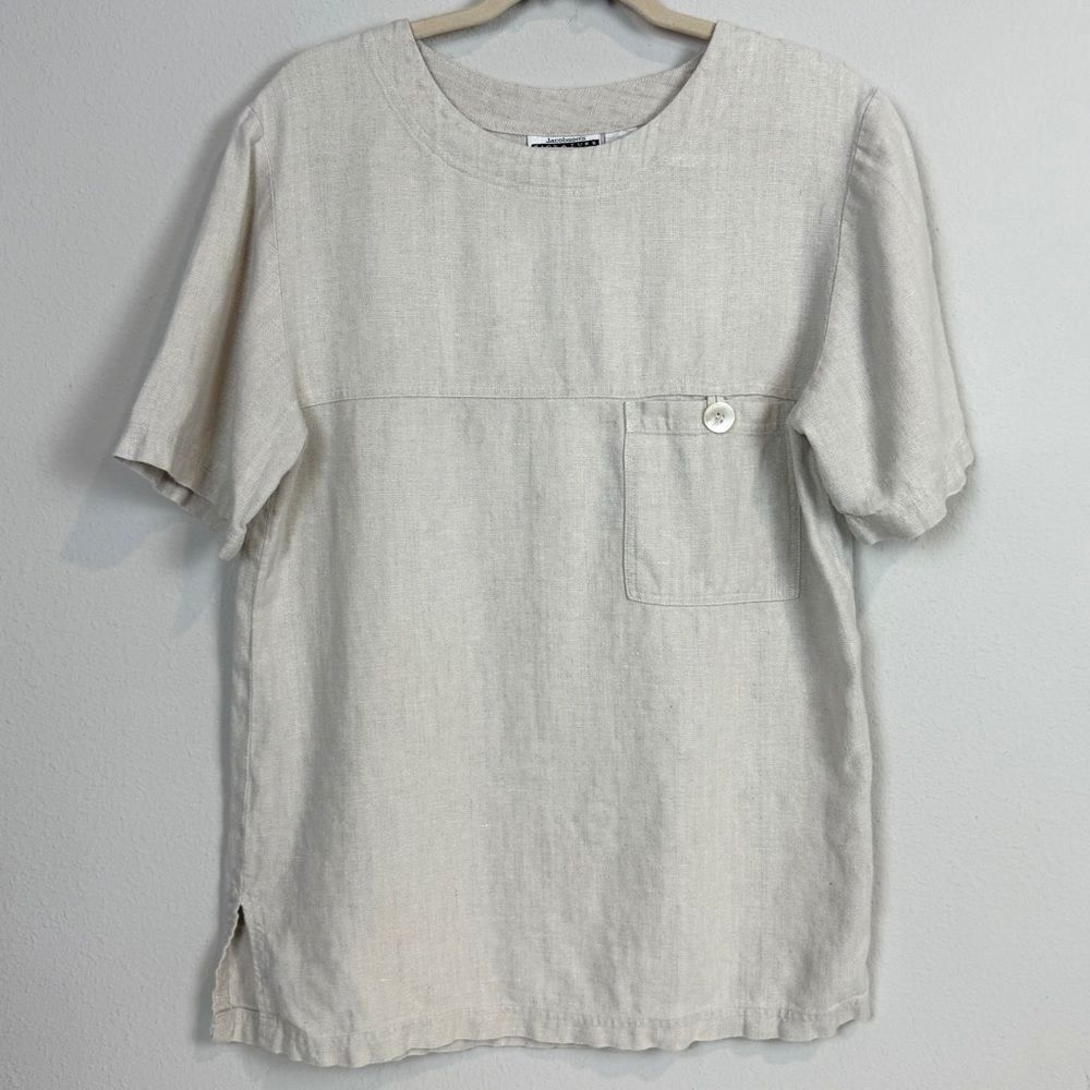 Vintage Jacobson’s Natural Linen Boxy Short Sleeve Top S